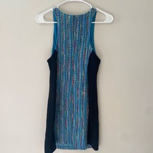 Lush Blue Mulitcolor Black Panel Dress
